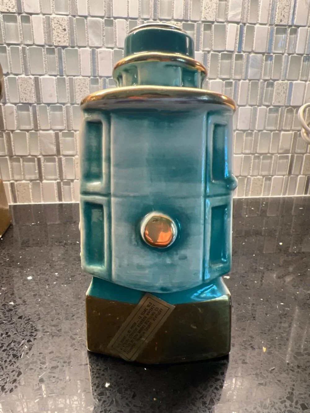 EZRA Brooks vintage whiskey decanter, EMPTY, circa 1968, HYDE PARK, cable car, u